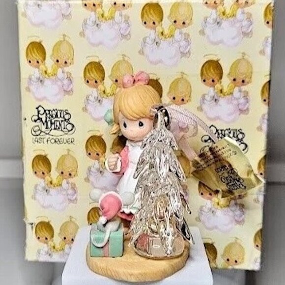 Precious Moments Boy On a Train & Girl Decorating Tree Christmas ornaments - Picture 2 of 2